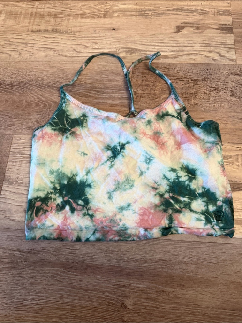 PINK Victoria's Secret Tie-Dye Cropped Cami — Green, Pink & Yellow